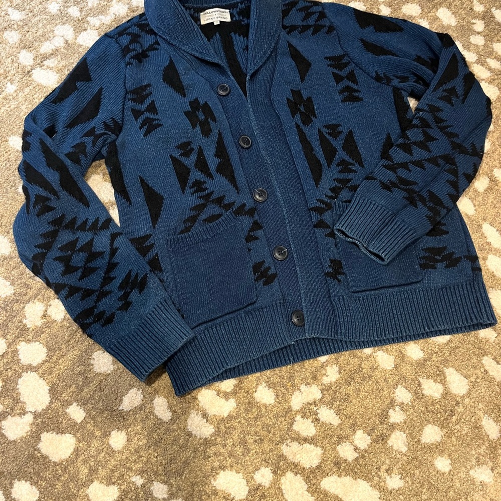 Lucky Brand Yellowstone Men's Blue and Black Cardigan